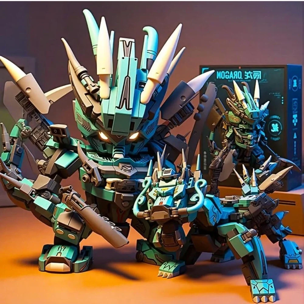 Dragon Mecha Transforming Mechanical Robot Dragon Model Building Block Set NEW